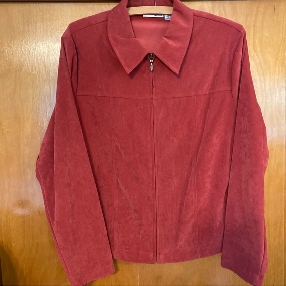 Croft and Barrows Faux Suede pumpkin orange three season boxy jacket Med